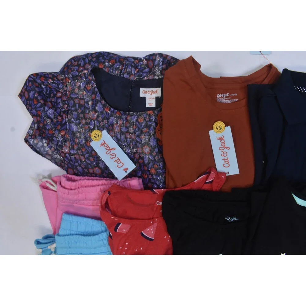 Cat & Jack Buk Lot Of 12 Girls Size 10/12 Mixed Season Tops Bottoms Dresses